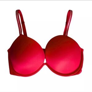 Victoria's Secret PINK 36DD Wear Everywhere Super Push-Up Add 2 Cups Bra Red